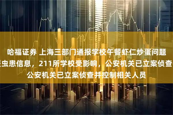 哈福证券 上海三部门通报学校午餐虾仁炒蛋问题：涉事企业瞒报虫患信息，211所学校受影响，公安机关已立案侦查并控制相关人员