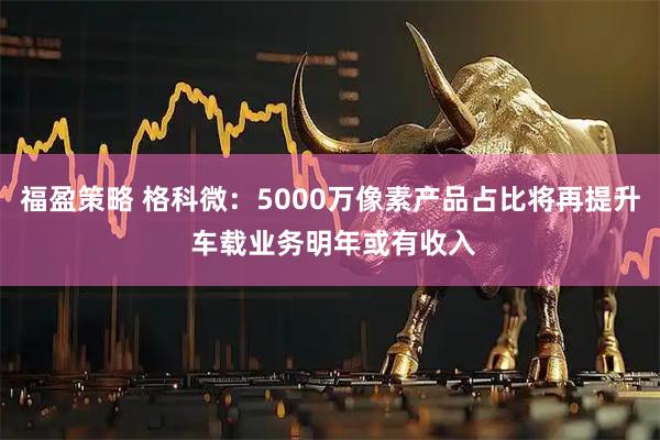 福盈策略 格科微：5000万像素产品占比将再提升 车载业务明年或有收入